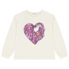 Girls Ivory Cat Long Sleeve Top, 1, hi-res