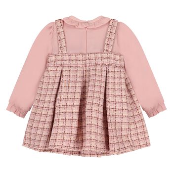 Younger Girls Pink Tweed & Cr&ecirc;pe Chiffon Dress