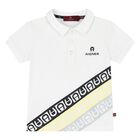 Younger Boys White Logo Polo Shirt, 1, hi-res