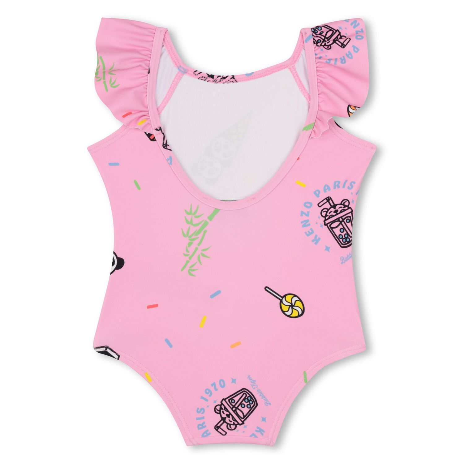 بدلة سباحة للأطفال بطبعة ايس كريم وحلويات باللون الوردي للبنات, 1, hi-res
