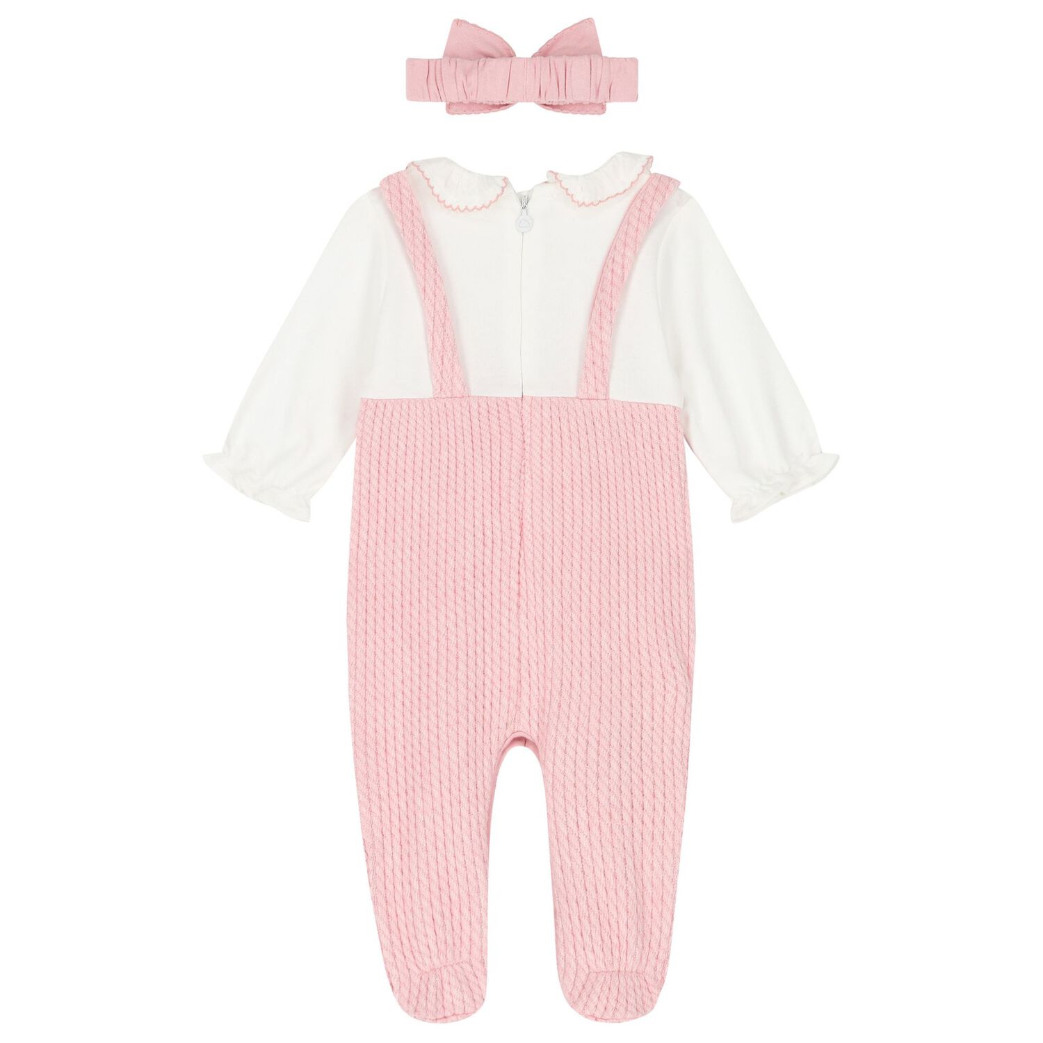 طقم أفرول  بنات هدايا بالشعار باللون  الأبيض و الوردي, 1, hi-res