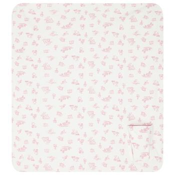 Baby Girls Ivory & Pink Logo Blanket
