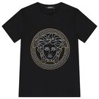 Girls Black Medusa Logo T-Shirt, 1, hi-res