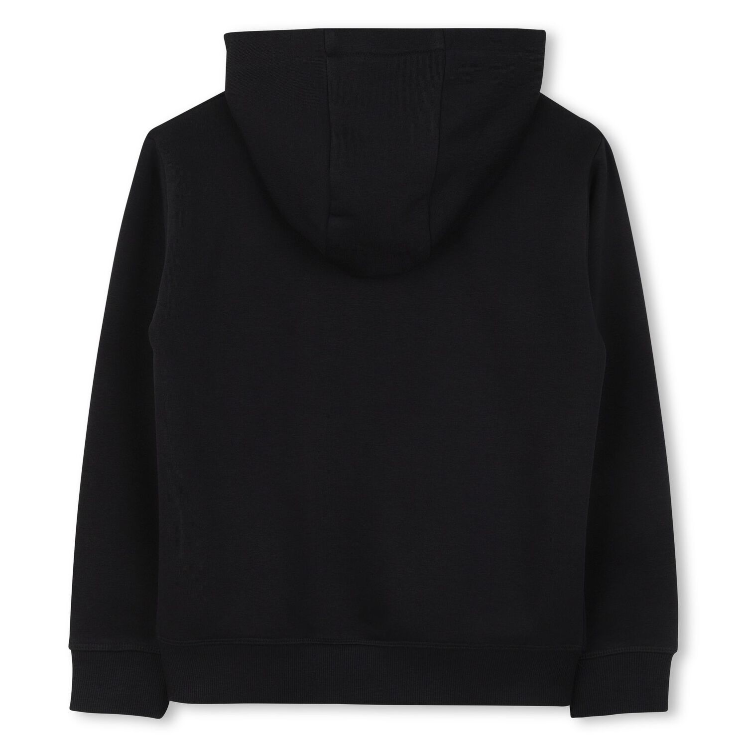 Boys Black Logo Hooded Zip Up Top, 1, hi-res