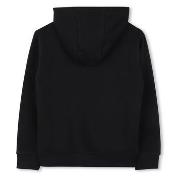 Boys Black Logo Hooded Zip Up Top