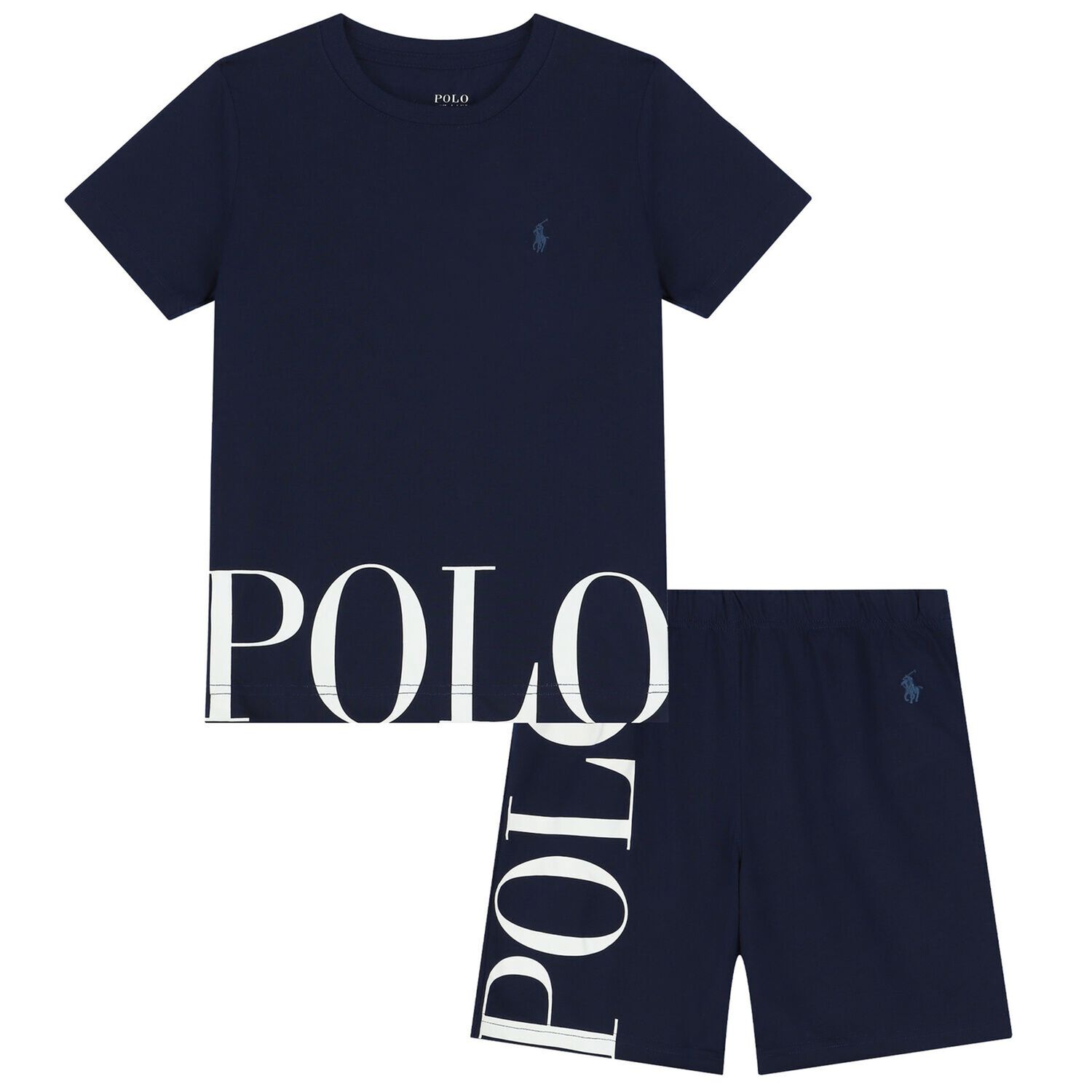 Boys Navy Logo Pyjamas, 1, hi-res
