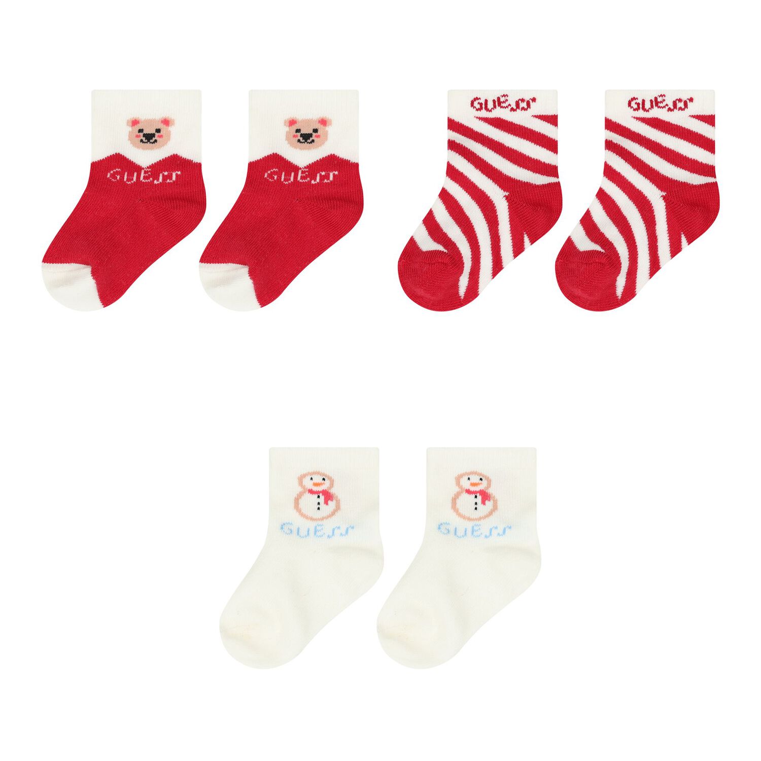Red & Ivory Festive Baby Socks ( 3-Pack ), 1, hi-res image number null