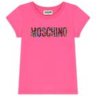 طقم بنات تنورة بشعار تيدي باللون الزهري والأبيض, 1, hi-res