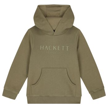 Boys Green Logo Hooded Top