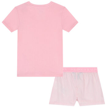 Girls Pink & White Logo Pyjamas