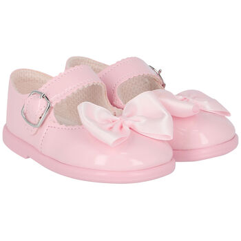 حذاء بنات قبل المشى جلد باللون الوردى