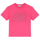 Girls Pink Embellished Logo T-Shirt, 1, hi-res