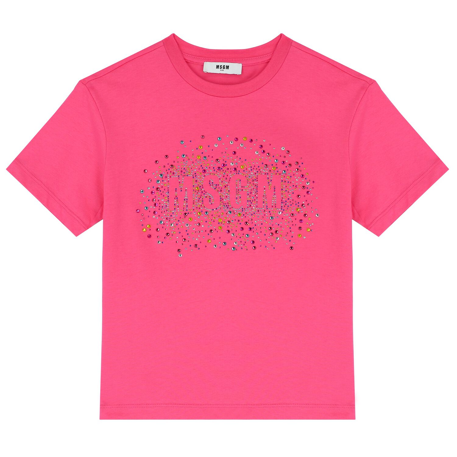 Girls Pink Embellished Logo T-Shirt, 1, hi-res