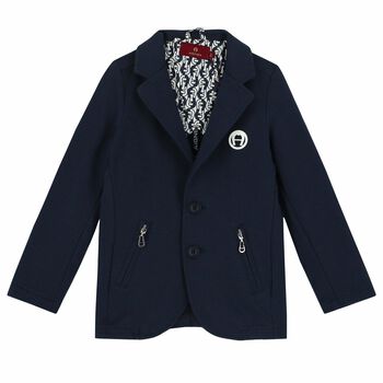 Boys Navy Blue logo Blazer