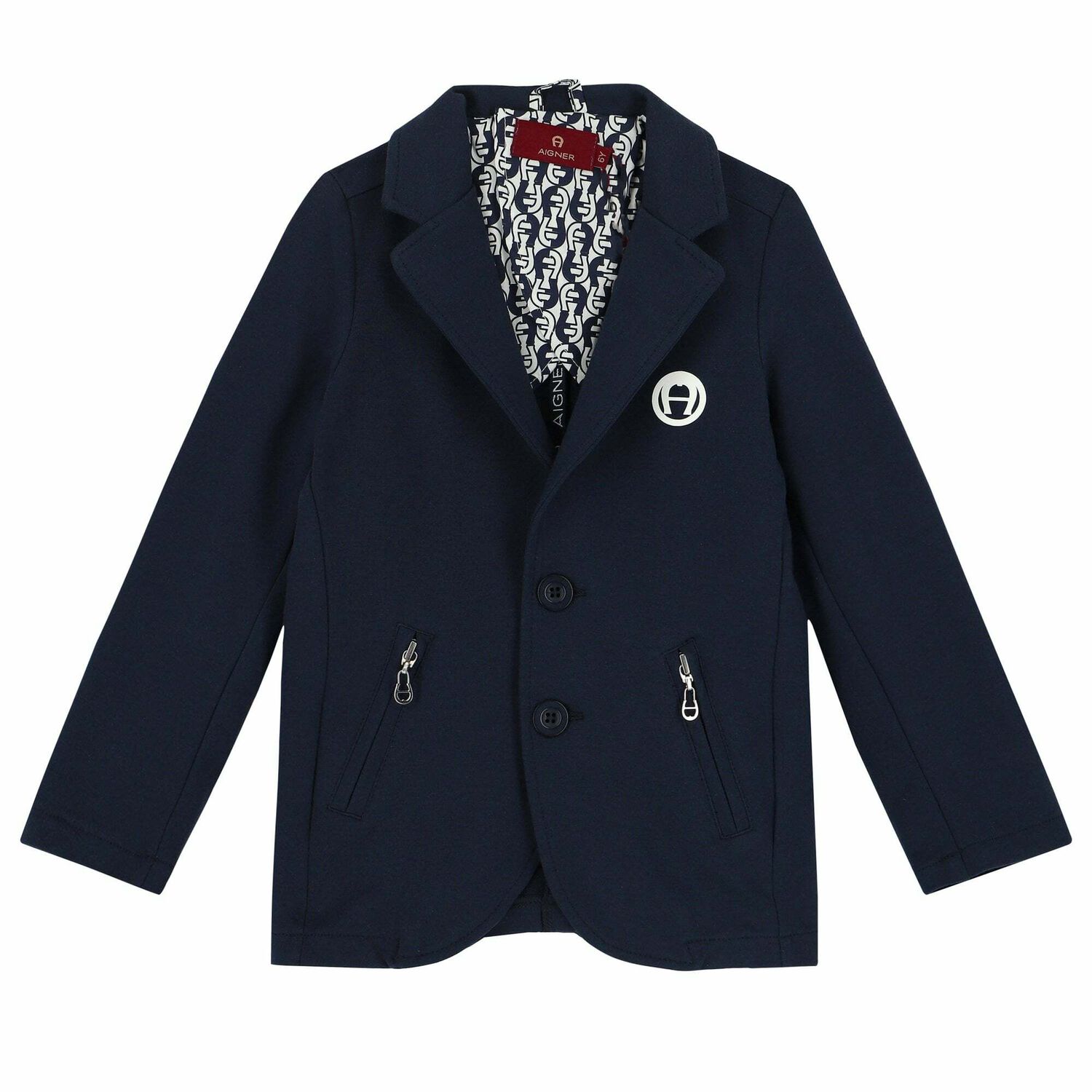 Boys Navy Blue logo Blazer, 1, hi-res image number null