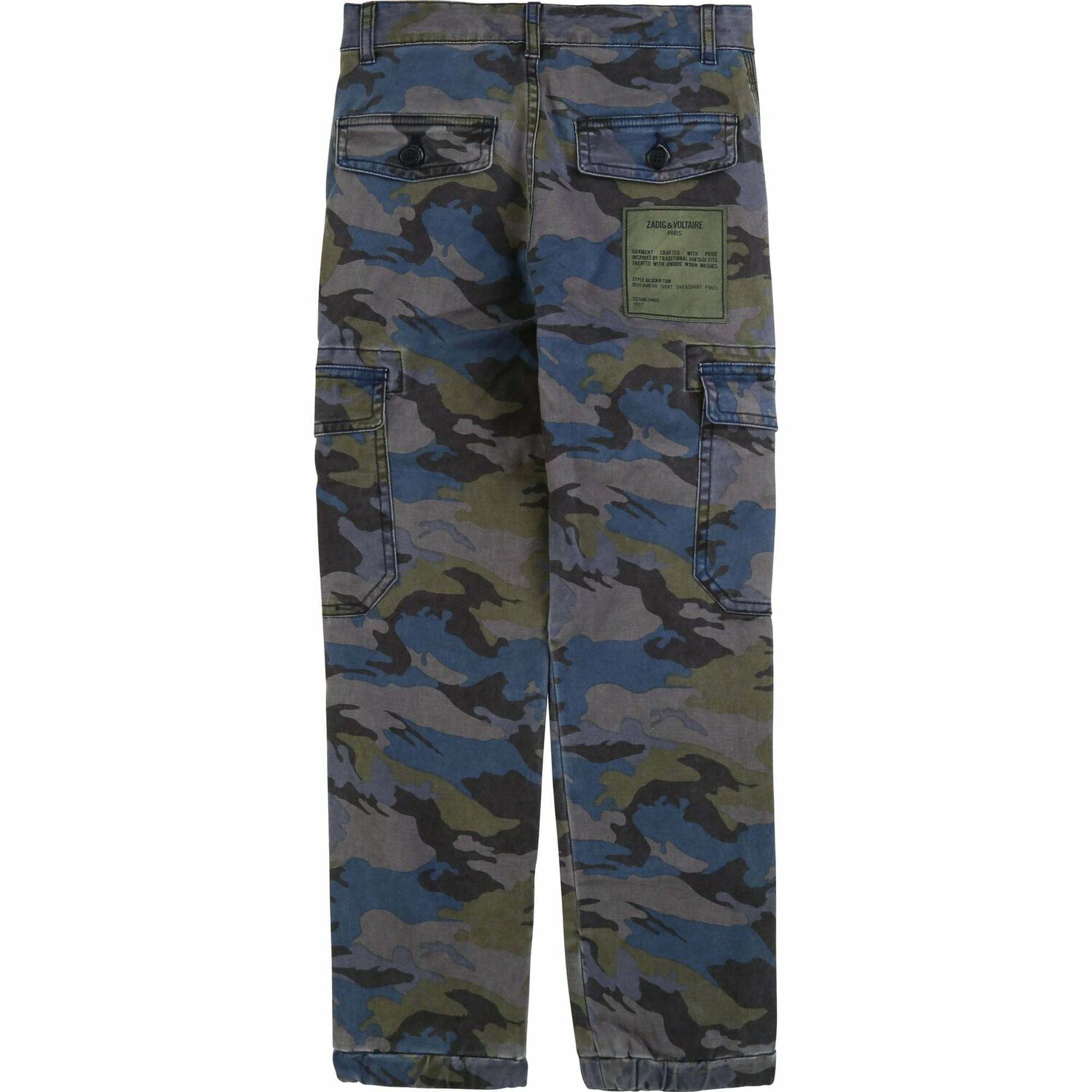 Boys Khaki & Blue Camouflage Trousers, 1, hi-res image number null
