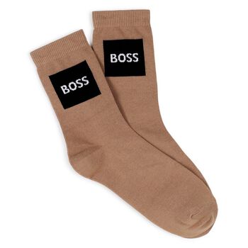 Boys Grey, White & Beige Logo Socks ( 3-Pack ) 