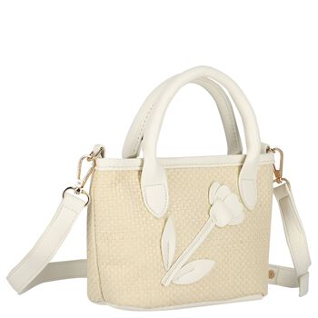 Girls Ivory Flower Handbag (16cm)