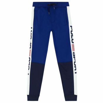 Older Boys Blue & White Logo Joggers