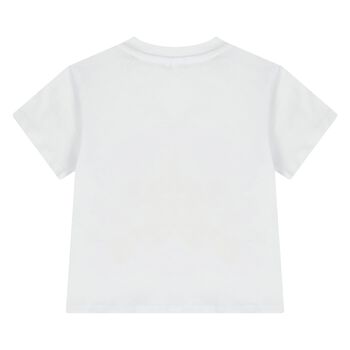 تيشيرت باللون الابيض بشعار النجمة للفتيات الصغيرات