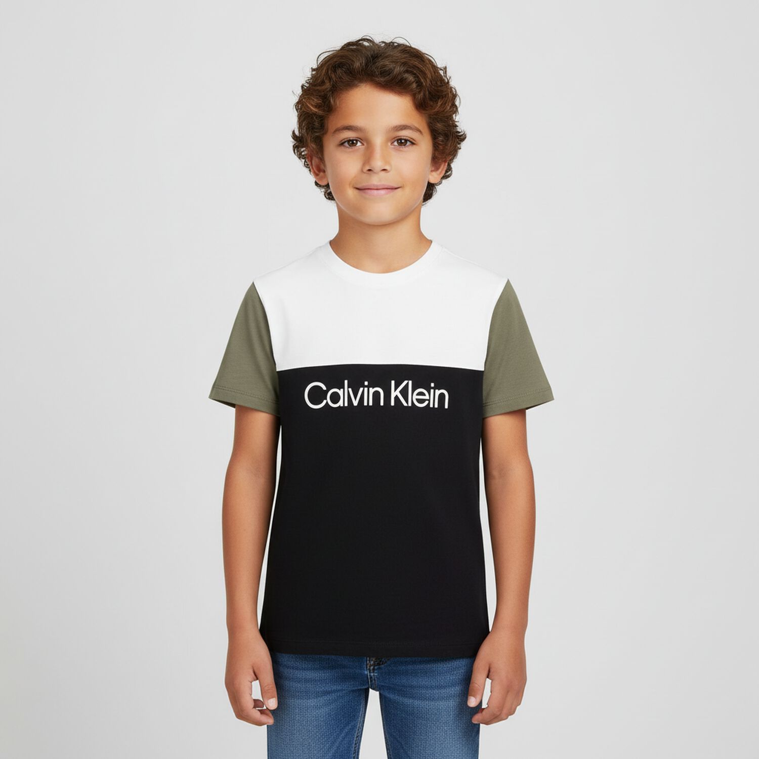تي شيرت بشعار أبيض وأسود للأولاد, 1, hi-res