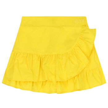 Girls Yellow Logo Ruffled Skirt