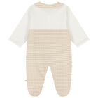 Baby Girls Ivory & Gold Logo Babygrow, 1, hi-res