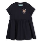 Younger Girls Navy Blue Tiger Logo Dress, 1, hi-res