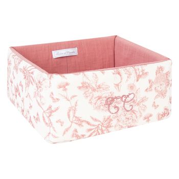 Baby Girls Ivory & Pink Toile De Jouy Accessory Basket