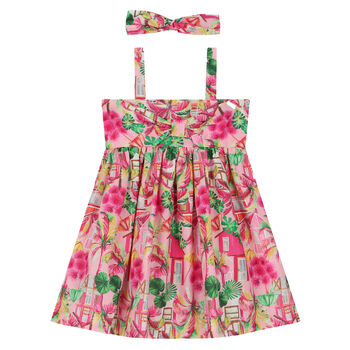 Girls Pink Dress & Headband Set