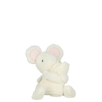 Baby Girls Ivory & Pink Mouse Doudou Comforter