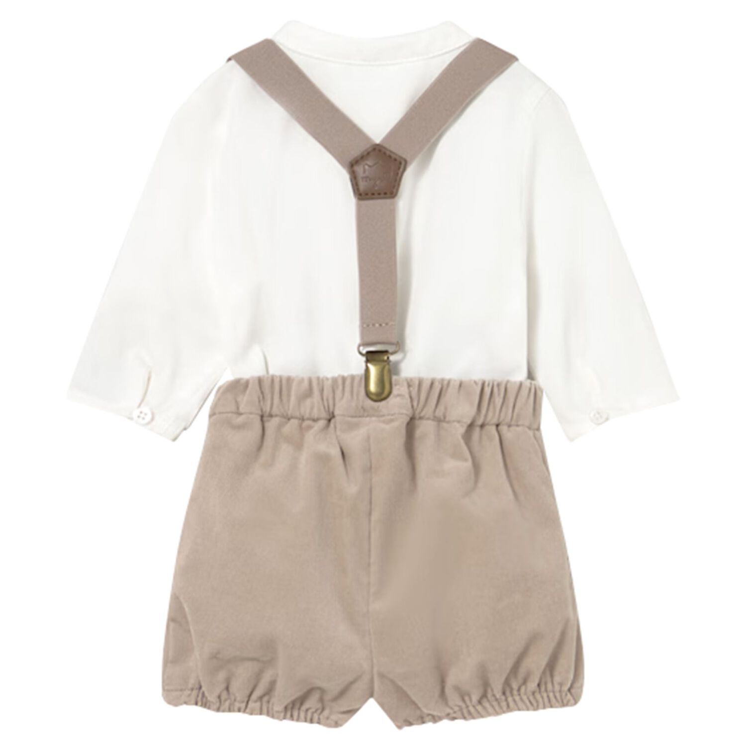 Baby Boys White & Beige Shorts Set, 1, hi-res
