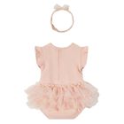 Baby Girls Pink Tulle Romper & Headband Set, 1, hi-res