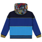 Boys Blue Logo Hooded Zip Up Top, 1, hi-res