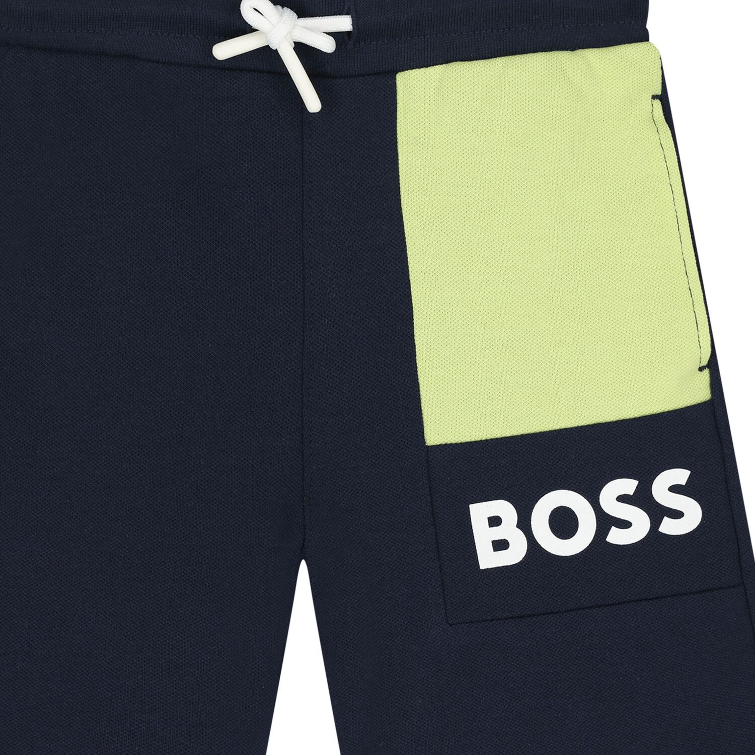 Younger Boys Navy Blue & Green Shorts, 1, hi-res