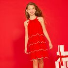 Girls Red Logo Diamante Dress , 1, hi-res