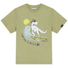 طقم شورت بطبعة ديناصور باللون الاخضر والكحلى للاولاد, 1, hi-res