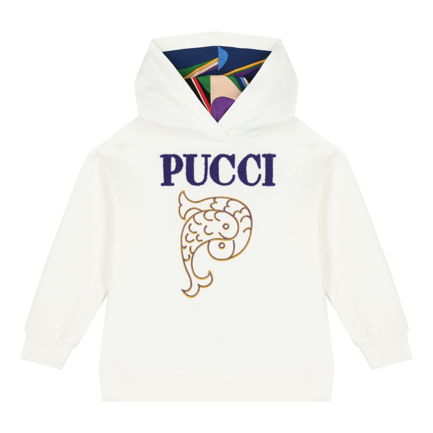 سويت شيرت بنات بالشعار باللون العاجي  , 1, hi-res