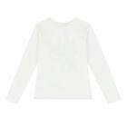 تيشيرت باكمام مطبع باللون الابيض للبنات, 1, hi-res