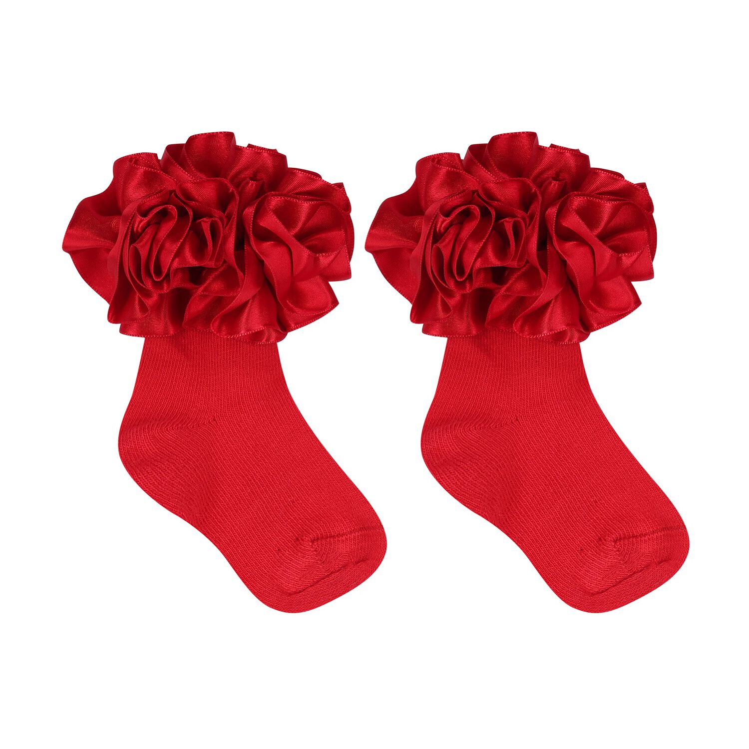 Baby Girls Red Ruffled Socks, 4, hi-res