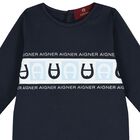 Baby Boys Navy Blue Logo Babygrow, 3, hi-res