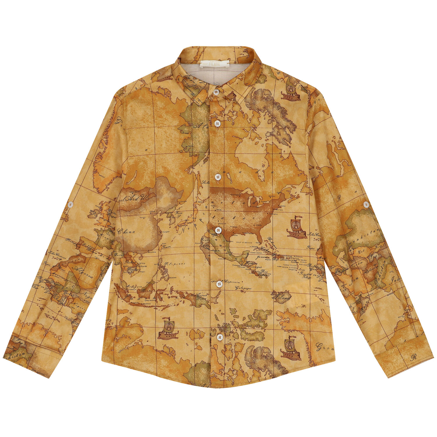 قميص أولاد بطبعة خريطة باللون البيج, 1, hi-res