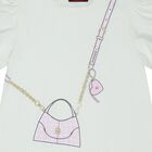 Girls Ivory & Pink Bag Logo Dress, 1, hi-res