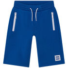 Boys Blue Logo Shorts, 1, hi-res