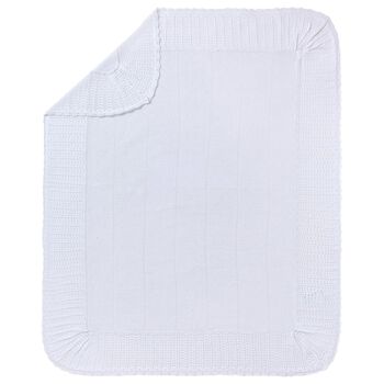 White Cotton Knit Baby Blanket