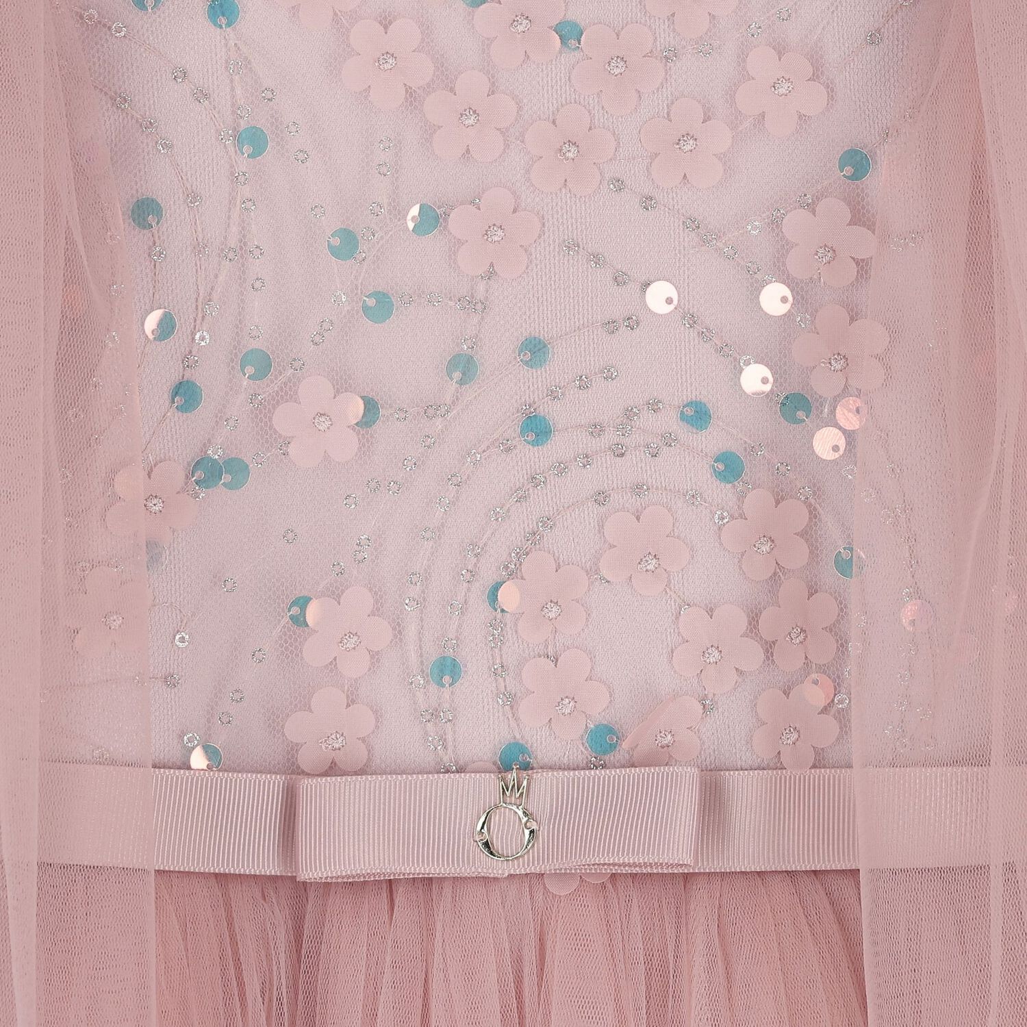 Girls Pink Sequin Tulle Dress, 1, hi-res