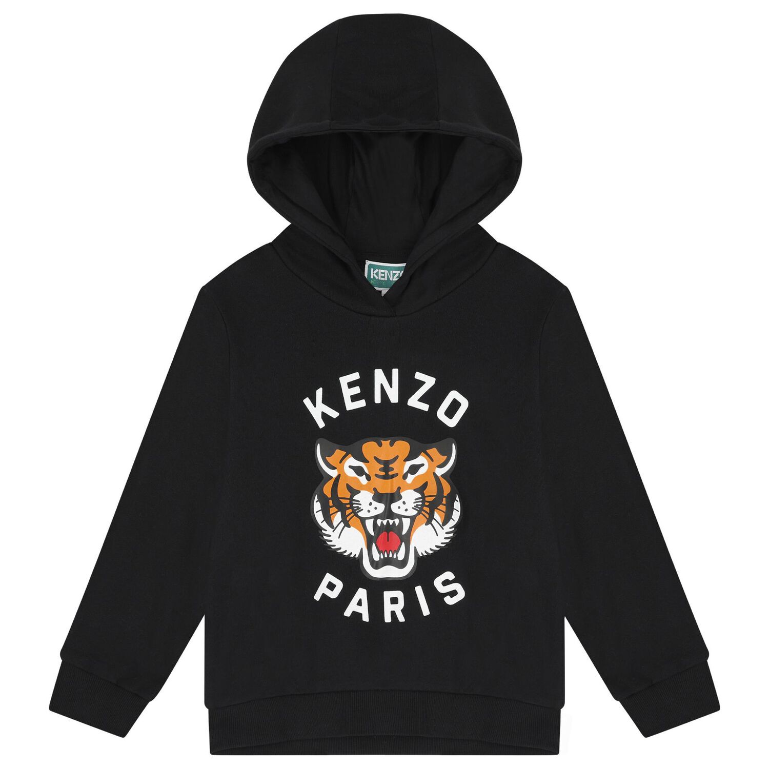 Boys Black Tiger Logo Hooded Top, 1, hi-res image number null