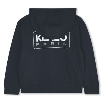 توب هودى بسحاب بالشعار باللون الكحلى 