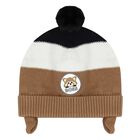 Younger Boys Black, White & Beige Logo Knitted Hat, 1, hi-res