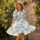 Girls White & Blue Floral Dress, 1, hi-res